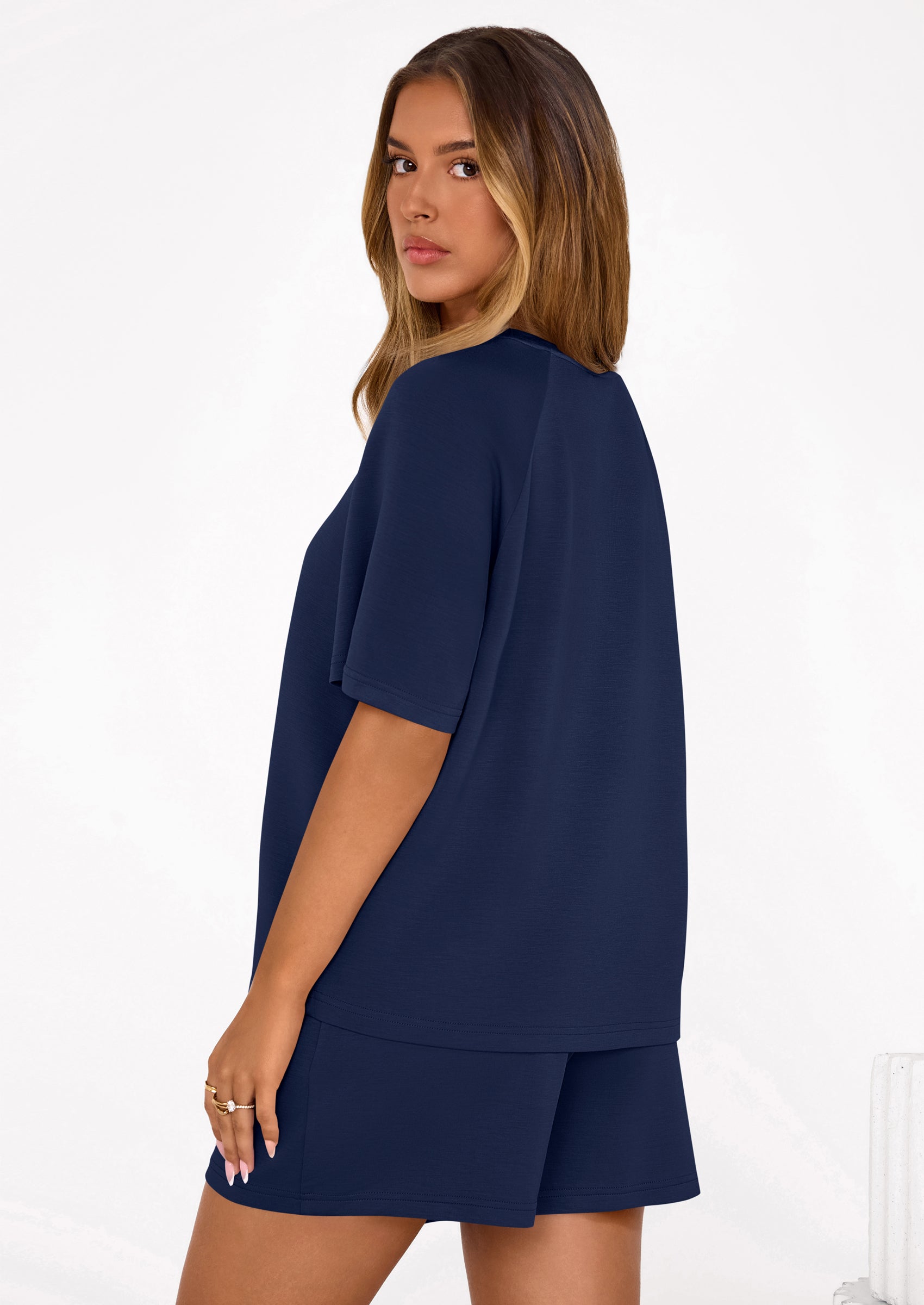 PRETTYGARDEN Women's 2 Piece Lounge Sets Short Sleeve Shirts Casual Tops Shorts Matching Clothing Summer Airport Outfits PRETTYGARDEN