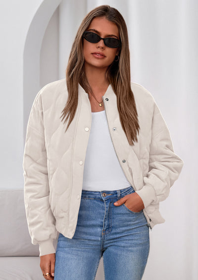 PRETTYGARDEN Women's Quilted Bomber Jacket Fall Fashion Lightweight Cropped Zip up Outerwear Winter Puffer Coats Pockets