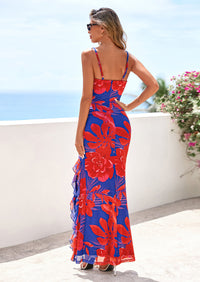 PRETTYGARDEN Women's Summer Floral Maxi Dress Spaghetti Strap Mesh Spring Wedding Guest Dresses Beach Vacation Sundress PRETTYGARDEN