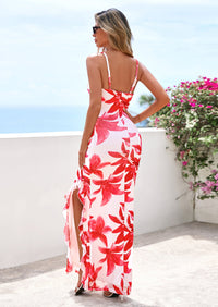 PRETTYGARDEN Women's Summer Floral Maxi Dress Spaghetti Strap Mesh Spring Wedding Guest Dresses Beach Vacation Sundress PRETTYGARDEN