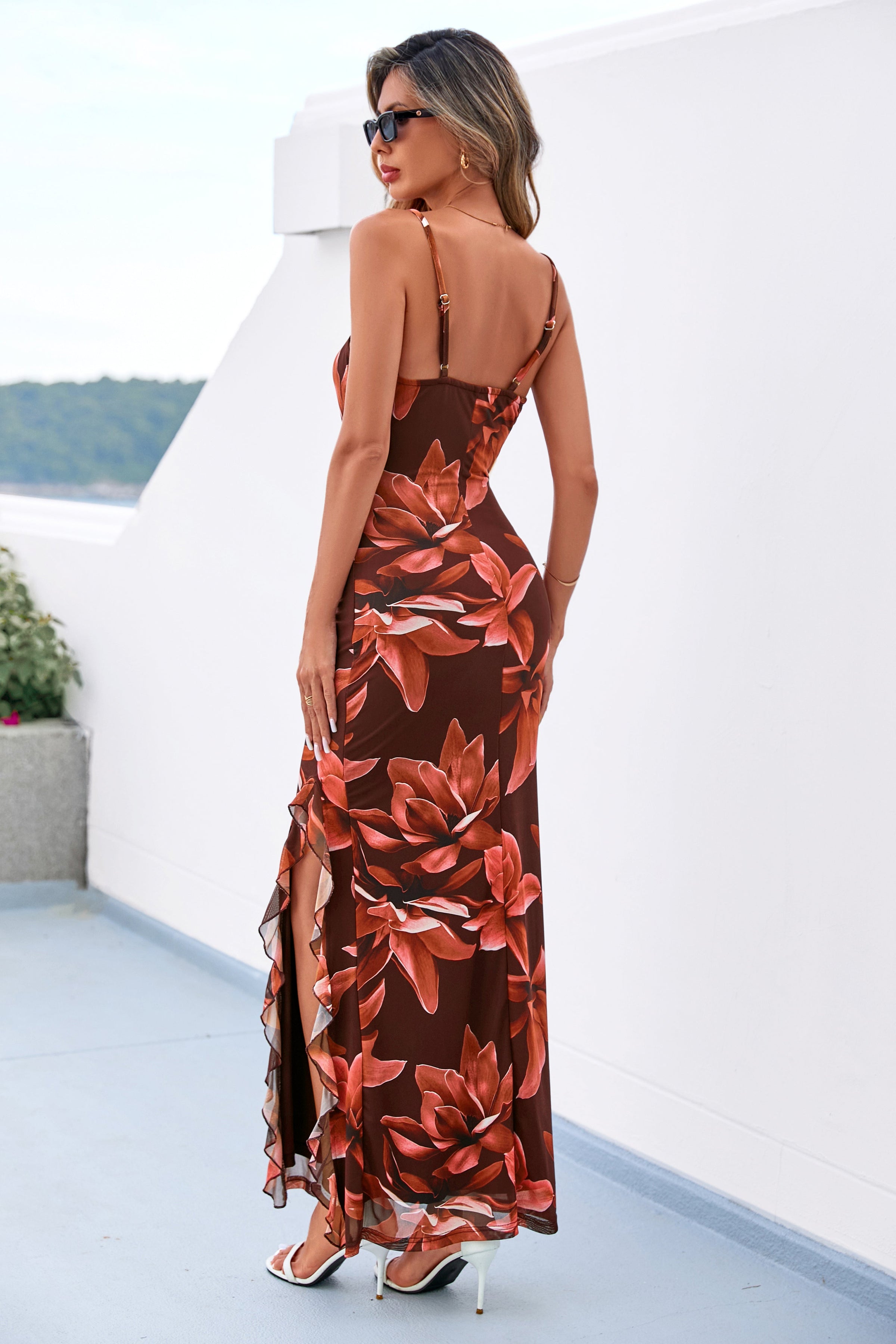 PRETTYGARDEN Women's Summer Floral Maxi Dress Spaghetti Strap Mesh Spring Wedding Guest Dresses Beach Vacation Sundress PRETTYGARDEN