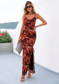 PRETTYGARDEN Women's Summer Floral Maxi Dress Spaghetti Strap Mesh Spring Wedding Guest Dresses Beach Vacation Sundress PRETTYGARDEN