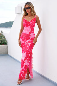 PRETTYGARDEN Women's Summer Floral Maxi Dress Spaghetti Strap Mesh Spring Wedding Guest Dresses Beach Vacation Sundress PRETTYGARDEN