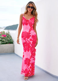 PRETTYGARDEN Women's Summer Floral Maxi Dress Spaghetti Strap Mesh Spring Wedding Guest Dresses Beach Vacation Sundress PRETTYGARDEN