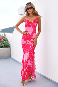 PRETTYGARDEN Women's Summer Floral Maxi Dress Spaghetti Strap Mesh Spring Wedding Guest Dresses Beach Vacation Sundress PRETTYGARDEN