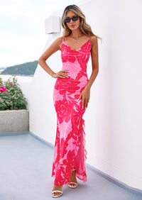 PRETTYGARDEN Women's Summer Floral Maxi Dress Spaghetti Strap Mesh Spring Wedding Guest Dresses Beach Vacation Sundress PRETTYGARDEN