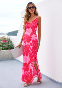 PRETTYGARDEN Women's Summer Floral Maxi Dress Spaghetti Strap Mesh Spring Wedding Guest Dresses Beach Vacation Sundress PRETTYGARDEN