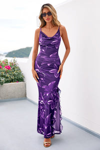 PRETTYGARDEN Women's Summer Floral Maxi Dress Spaghetti Strap Mesh Spring Wedding Guest Dresses Beach Vacation Sundress PRETTYGARDEN