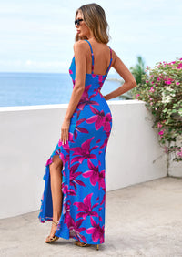 PRETTYGARDEN Women's Summer Floral Maxi Dress Spaghetti Strap Mesh Spring Wedding Guest Dresses Beach Vacation Sundress PRETTYGARDEN