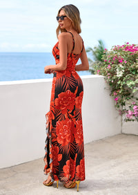 PRETTYGARDEN Women's Summer Floral Maxi Dress Spaghetti Strap Mesh Spring Wedding Guest Dresses Beach Vacation Sundress PRETTYGARDEN