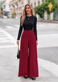 PRETTYGARDEN Wide Leg Pants Woman Spring Dressy High Waisted Business Casual Summer Flowy Work Palazzo Pants Trousers