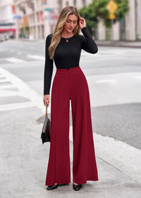 PRETTYGARDEN Wide Leg Pants Woman Spring Dressy High Waisted Business Casual Summer Flowy Work Palazzo Pants Trousers