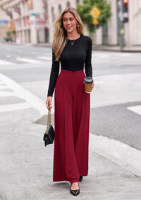 PRETTYGARDEN Wide Leg Pants Woman Spring Dressy High Waisted Business Casual Summer Flowy Work Palazzo Pants Trousers