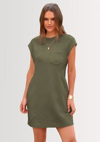 PRETTYGARDEN Women's Summer Short T Shirt Dress Cap Sleeve Crew Neck Casual Loose Basic Mini Dresses