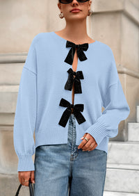 PRETTYGARDEN Cardigan Sweaters for Women Fall Bow Tie Front Long Sleeve Knit Sweater Tops Cute Going Out Outfits