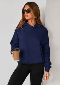 PRETTYGARDEN Women's Fall Hooded Sweatshirts Long Sleeve Half Zip Cropped Hoodies Pullover Winter Fashion Clothes