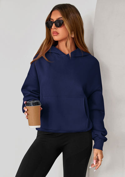 PRETTYGARDEN Women's Fall Hooded Sweatshirts Long Sleeve Half Zip Cropped Hoodies Pullover Winter Fashion Clothes