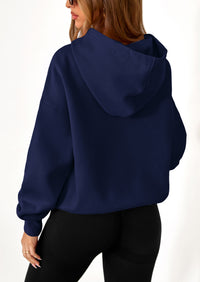 PRETTYGARDEN Women's Fall Hooded Sweatshirts Long Sleeve Half Zip Cropped Hoodies Pullover Winter Fashion Clothes