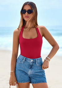 PRETTYGARDEN Women's Summer Halter Tank Tops Y2K Sleeveless Slim Fitted Backless Shirts Going Out Spring Workout Clothes PRETTYGARDEN