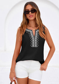 PRETTYGARDEN Womens Tank Tops Summer Causal V Neck Sleeveless Shirts Floral Print Embroidered Beach Vacation Boho Top PRETTYGARDEN