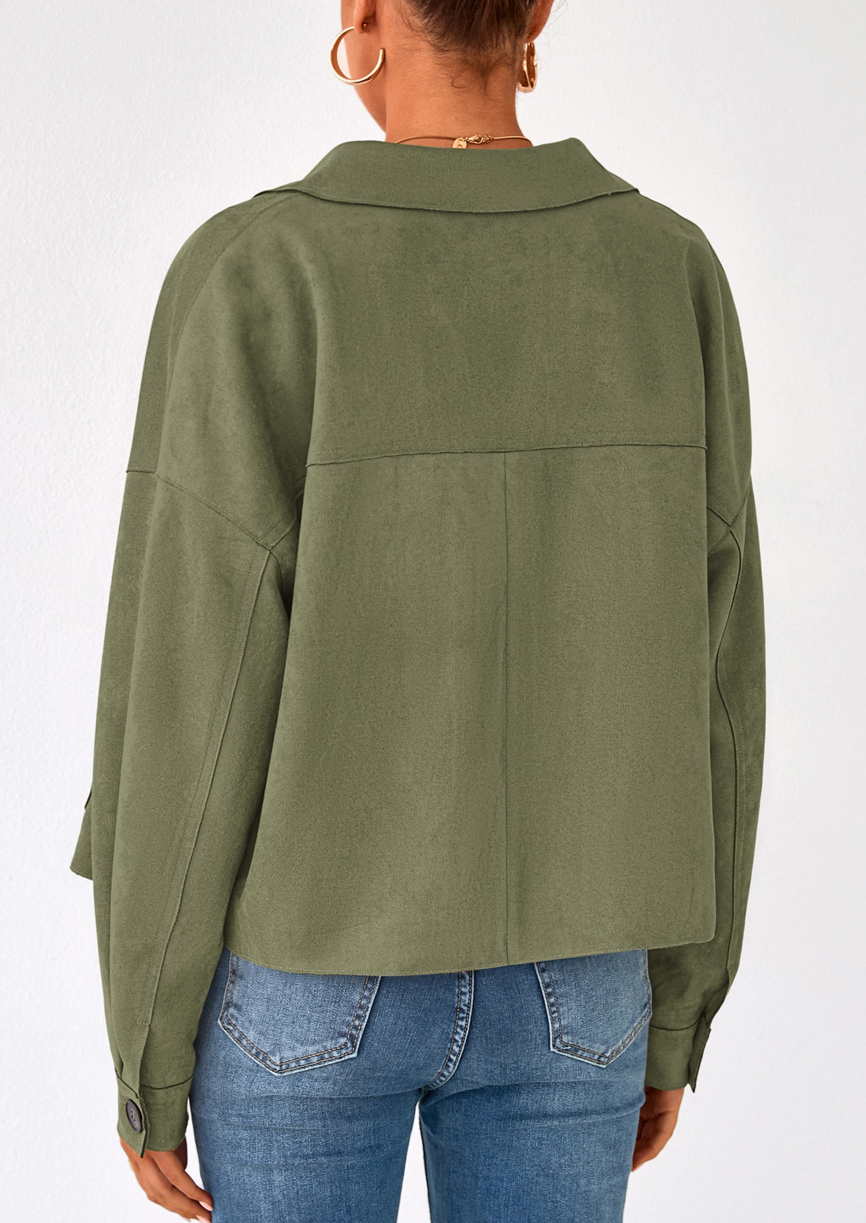 PRETTYGARDEN Women's Faux Suede Cropped Jacket Casual Lightweight Fall Fashion Winter Coats Outerwear Trendy Clothes