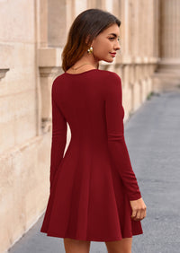 PRETTYGARDEN Fall Cocktail Dresses for Women Elegant Classy Wedding Guest Long Sleeve Homecoming Party A Line Mini Dress