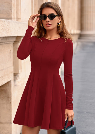PRETTYGARDEN Fall Cocktail Dresses for Women Elegant Classy Wedding Guest Long Sleeve Homecoming Party A Line Mini Dress