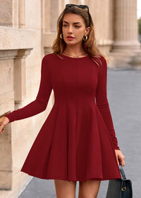 PRETTYGARDEN Fall Cocktail Dresses for Women Elegant Classy Wedding Guest Long Sleeve Homecoming Party A Line Mini Dress