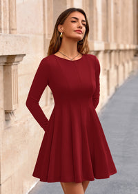PRETTYGARDEN Fall Cocktail Dresses for Women Elegant Classy Wedding Guest Long Sleeve Homecoming Party A Line Mini Dress
