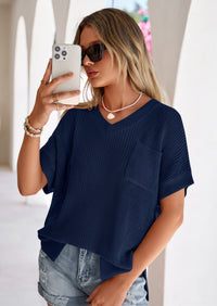 PRETTYGARDEN Women's Spring Short Sleeve Sweaters Lightweight V Neck Casual Going Out Summer T PRETTYGARDEN