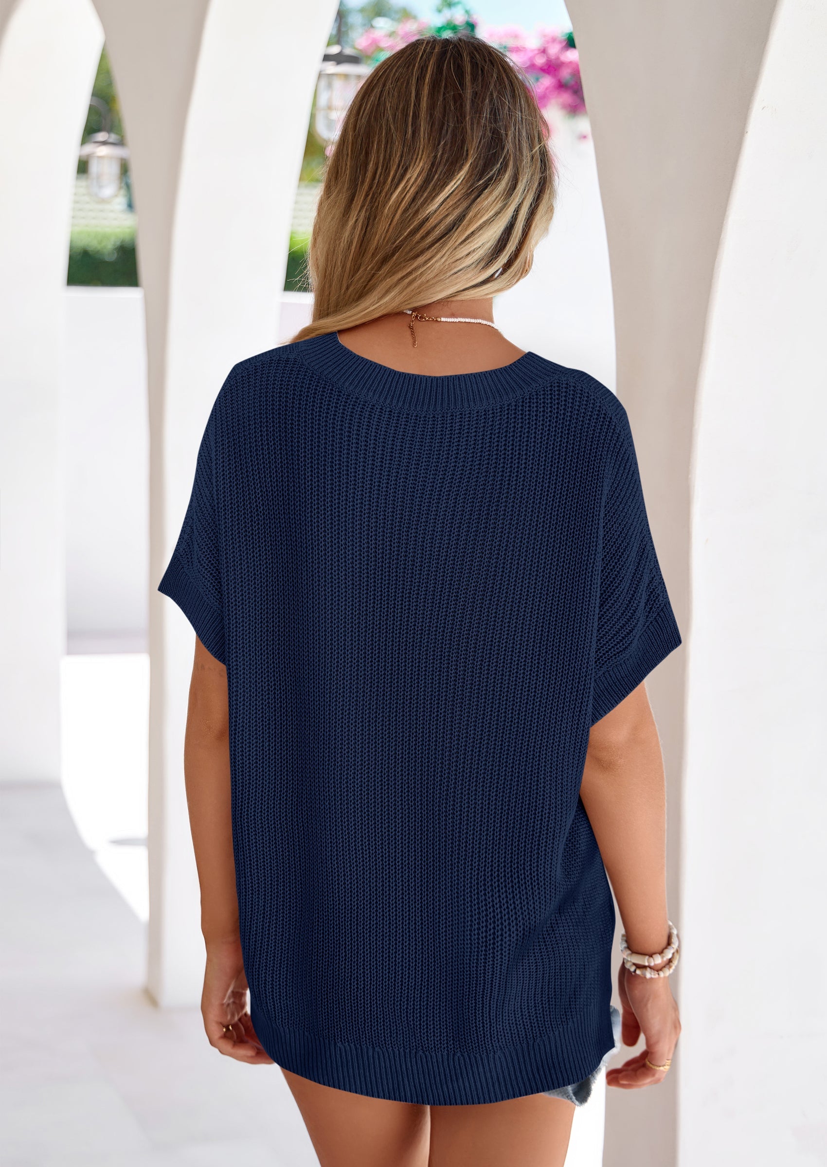 PRETTYGARDEN Women's Spring Short Sleeve Sweaters Lightweight V Neck Casual Going Out Summer T PRETTYGARDEN