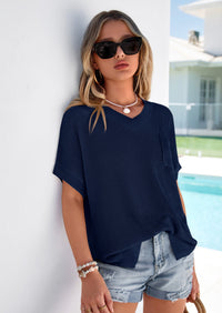 PRETTYGARDEN Women's Spring Short Sleeve Sweaters Lightweight V Neck Casual Going Out Summer T PRETTYGARDEN