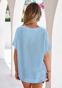 PRETTYGARDEN Women's Spring Short Sleeve Sweaters Lightweight V Neck Casual Going Out Summer T PRETTYGARDEN