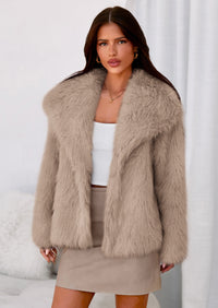 PRETTYGARDEN Womens Winter Coats Trendy Long Sleeve Furry Faux Fur Jackets Button Lapel Warm Fall Outwear with Pockets