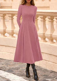 PRETTYGARDEN Women's Fall Long Sleeve Midi Dress Casual Elegant Ruffle Flowy A Line Swing Cocktail Party Dresses