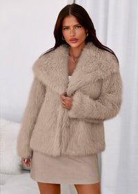 PRETTYGARDEN Womens Winter Coats Trendy Long Sleeve Furry Faux Fur Jackets Button Lapel Warm Fall Outwear with Pockets