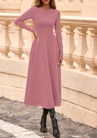 PRETTYGARDEN Women's Fall Long Sleeve Midi Dress Casual Elegant Ruffle Flowy A Line Swing Cocktail Party Dresses