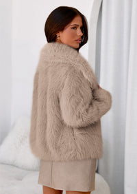 PRETTYGARDEN Womens Winter Coats Trendy Long Sleeve Furry Faux Fur Jackets Button Lapel Warm Fall Outwear with Pockets