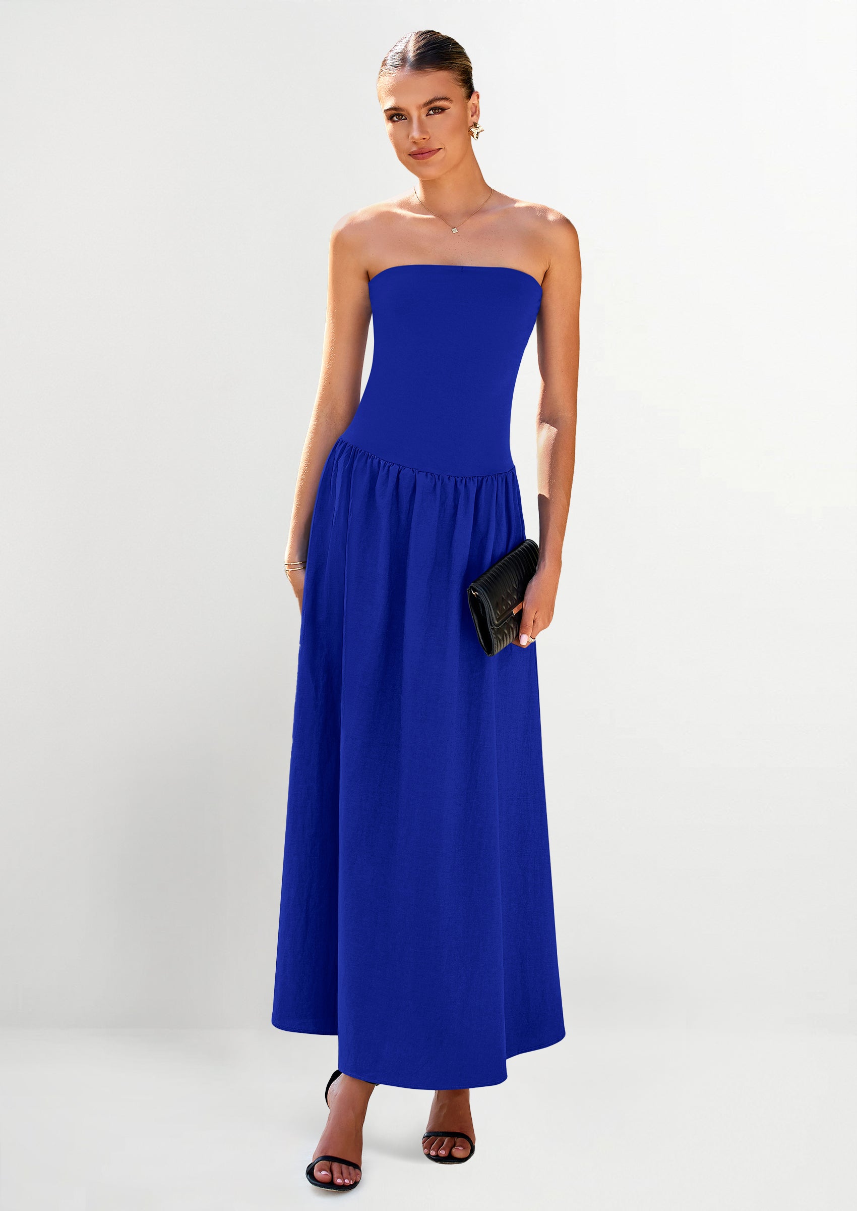 PRETTYGARDEN Women Strapless Elegant Going Out Maxi Dresses