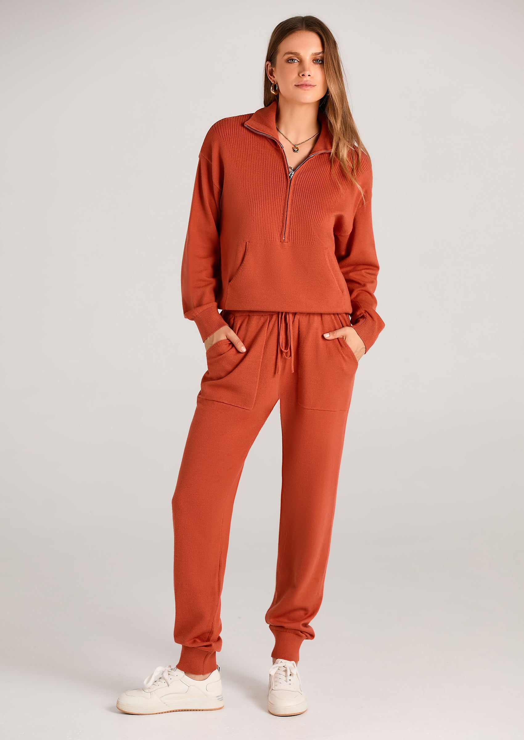 PRETTYGARDEN Women's 2 Piece Sweater Set Pullover Zip Up Sweatshirt Jogger Sweatpants Tracksuit Casual Outfit