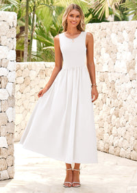 PRETTYGARDEN Women's Maxi Sundress Casual Summer Sleeveless Asymmetrical Drop Waist Patchwork Long Flowy Tank Dresses