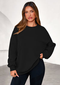 PRETTYGARDEN Sweatshirts for Women Oversized Crewneck Fleece Pullover Long Sleeve Tops Comfy Fall Winter Fashion Outfits