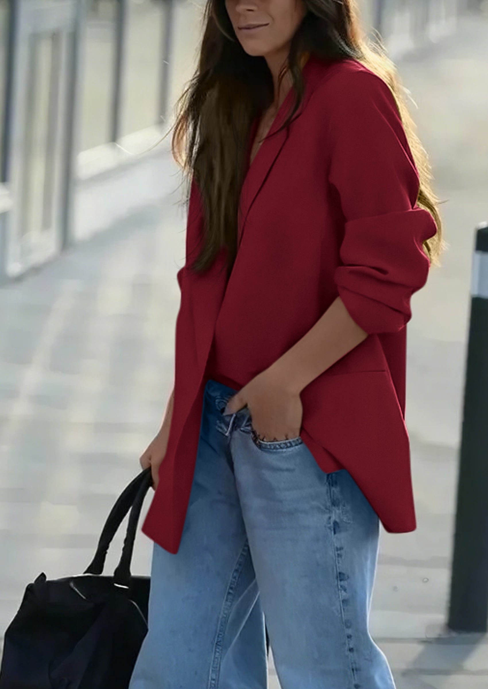 PRETTYGARDEN Fall Blazers for Women Business Casual Long Sleeve Lapel Pockets Dressy Suit Jackets Work Office Clothes