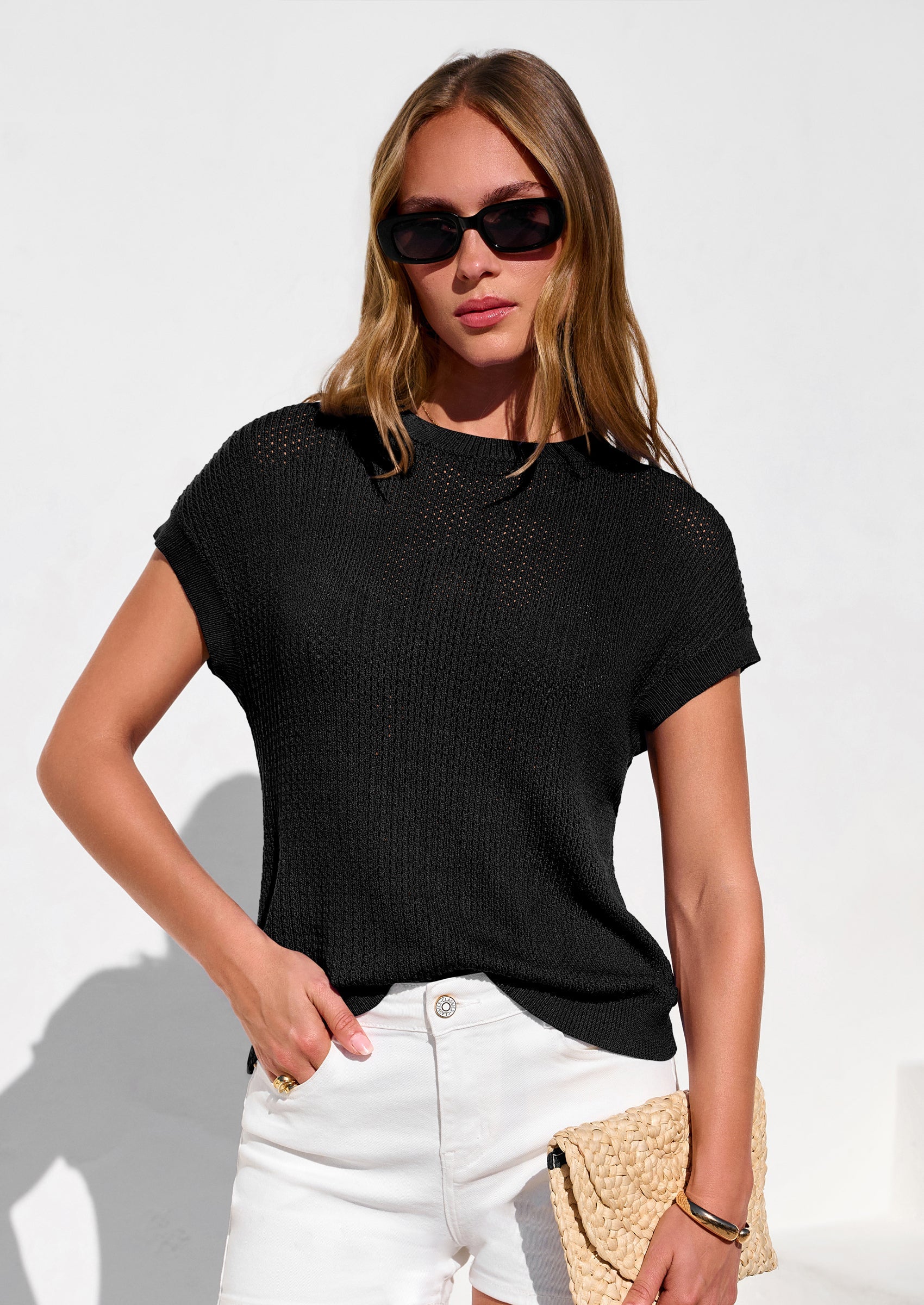 PRETTYGARDEN Women Spring Sweater Vest Business Casual Tank Top Lightweight Cap Sleeve Knit Shirts Trendy Summer Outfits PRETTYGARDEN