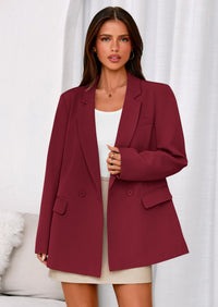 PRETTYGARDEN Fall Blazers for Women Business Casual Long Sleeve Lapel Pockets Dressy Suit Jackets Work Office Clothes