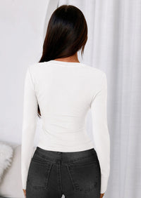 PRETTYGARDEN Womens Long Sleeve T Shirts Fall Trendy Deep V Neck Slim Fit Basic Crop Tops Casual Going Out Top PRETTYGARDEN