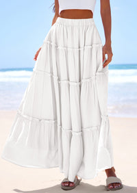 PRETTYGARDEN Women's Tiered Maxi Skirt Summer Spring Fashion 2026 High Waisted Long Flowy Casual Boho Beach Vacation Clothes PRETTYGARDEN