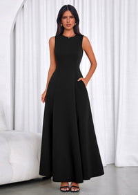PRETTYGARDEN Women's Summer Tank Maxi Dress Spring Sleeveless Swing A Line Long Flowy Elegant Cocktail Dresses Pockets PRETTYGARDEN