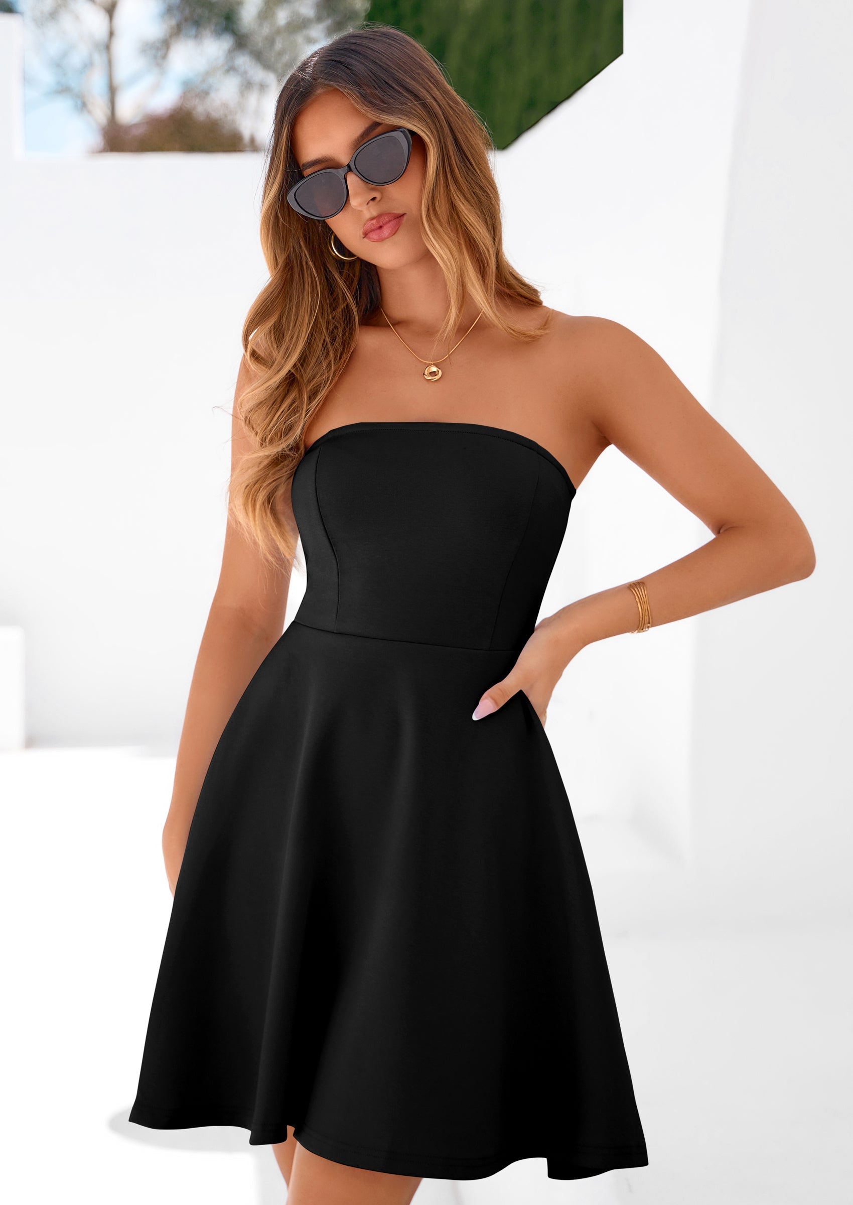 PRETTYGARDEN Women's Strapless Mini Summer Dress Spring A Line Tube Top Sundress Cocktail Party Short Dresses PRETTYGARDEN