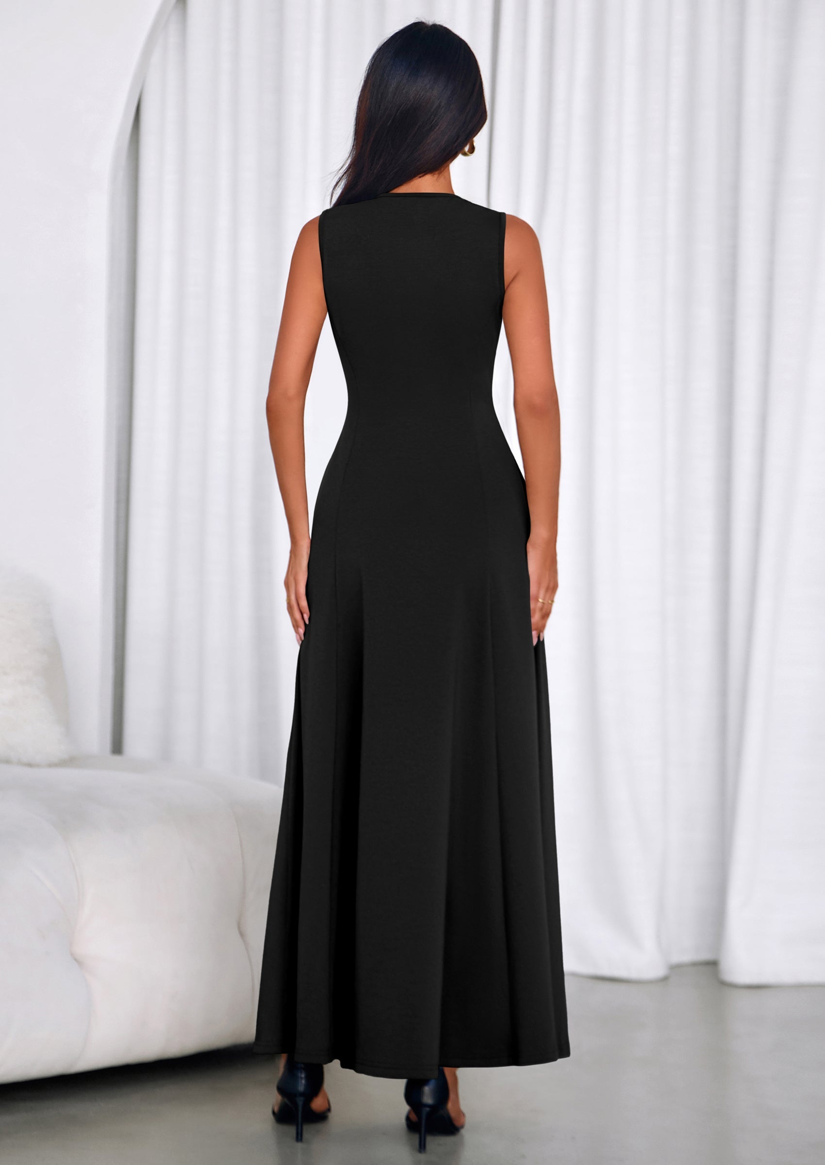 PRETTYGARDEN Women's Summer Tank Maxi Dress Spring Sleeveless Swing A Line Long Flowy Elegant Cocktail Dresses Pockets PRETTYGARDEN